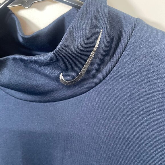 Nike Pro Combat Dri Fit Fitted Shirt Mens Large Mock Neck L/S Blue Gray - Picture 4 of 8